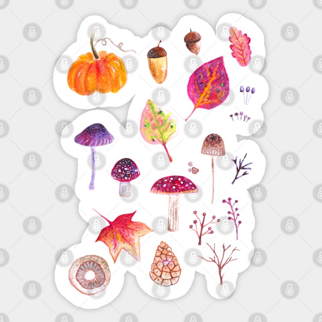 Watercolor Autumnal Pattern Sticker by Neginmf